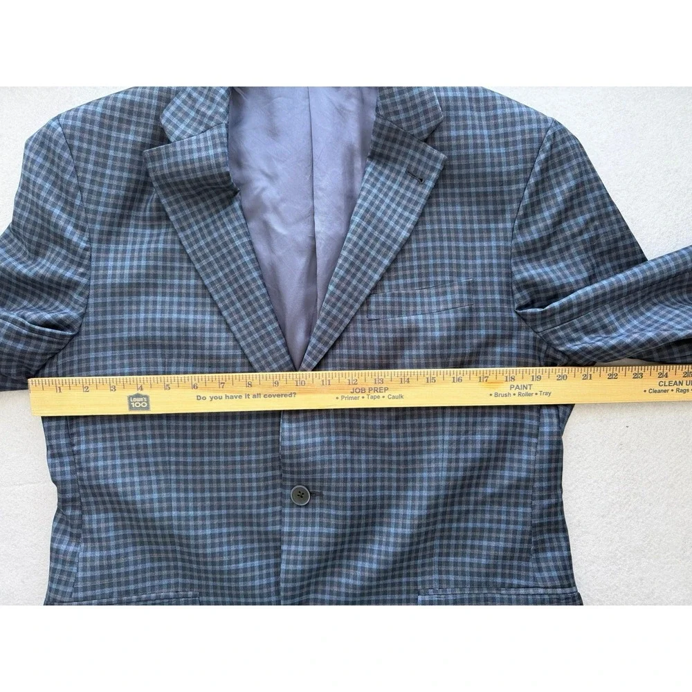 Ermenegildo Zegna S. Cohen Sarno Blazer Blue Grey Wool Silk Check 42R Mens